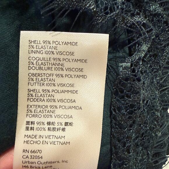 Free People Pearl Lace Mini Dress Forest Green XS Long Sleeve V Neck Holiday - Picture 8 of 10